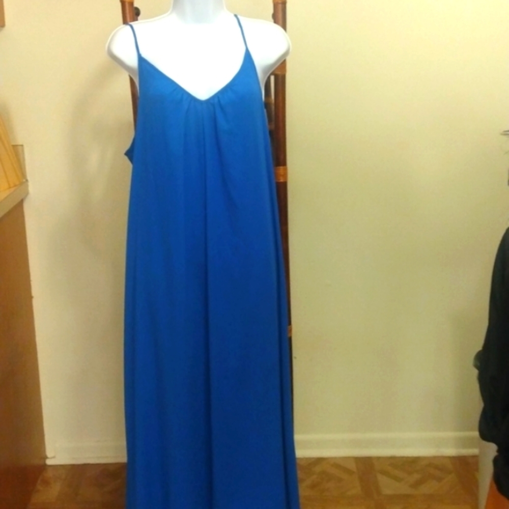 Ny Collection Women  Maxi Spaghetti Strap Blue Dress